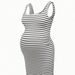 Women's Clothing Pregnant Women Waist Sleeveless Tight Black And White Striped Shaping Hip Casual Dress_ecoleips.com