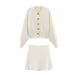 Women's Button-Down Knit Cardigan & Skirt Set | Spring/Summer Fashion Outfit | Streetwear Matching Set (S-L, White)_ecoleips.com