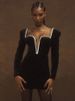 Mozision Long Sleeve Sexy Deep V Neck Wired Diamante Crystal Padded Should Bodycon Outfits Women Winter Velvet Party Dress_ecoleips.com