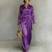 2026 European And American Cross-border Independent Station Long-sleeved Elegant Casual Slit Satin Dress_ecoleips.com