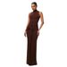 European And American Cross-border Women's Clothing 2025 Autumn New Fashion Solid Color Round Neck Sleeveless Strap_ecoleips.com