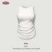 BE Women's Fashion 2025 Spring Summer Trendy Brand Design Washed Short Pleated Tank Top For Women Slim Fit Inner Wear_ecoleips.com