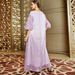 Ba3045 Light Purple Glitter Silk Hand-Stitched Rhinestone Puff Sleeve Dress_ecoleips.com