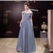 Shiny Evening Gown 2025 New Model, Off-the-shoulder, Light Luxury, Niche, Slim-fit, High-end, Elegant Host Dress For_ecoleips.com