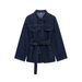 Vintage Waist-Tie Denim Jacket & High-Waisted Jeans Set – Retro Western Style Distressed Two-Piece Outfit_ecoleips.com