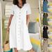 Women's Clothing Spring And Summer New New Solid Color Loose High Waist Cotton And Linen Dress_ecoleips.com