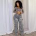 Women's Clothing Women's Straight Jeans Women's Autumn Street Fashion Detachable Button High Waist Pants_ecoleips.com