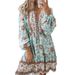 European And American 2022 Autumn New Bohemian Rayon Printed Tie-Waist High-Waisted A-Line Dress For Women_ecoleips.com