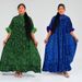 Plus Size Maxi Dress – Batwing Sleeves, Floral Print & Stretchy Chiffon (One-Size Fits Most, Round Neck, Bohemian Loose Fit, Breathable Polyester)_ecoleips.com