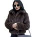 Women's Clothing Faux Fur Coat Women's Fashion Short Jacket - Soft Mink-Like Plush, Elegant Lapel, Streetwear Chic (XS/S/M/L, Coffee Brown)_ecoleips.com