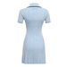 Women's Clothing Spring And Summer New Women's Suit Collar Short Sleeve Slim Fit Waist Thin Temperament Elegant Knit Hip Dress_ecoleips.com