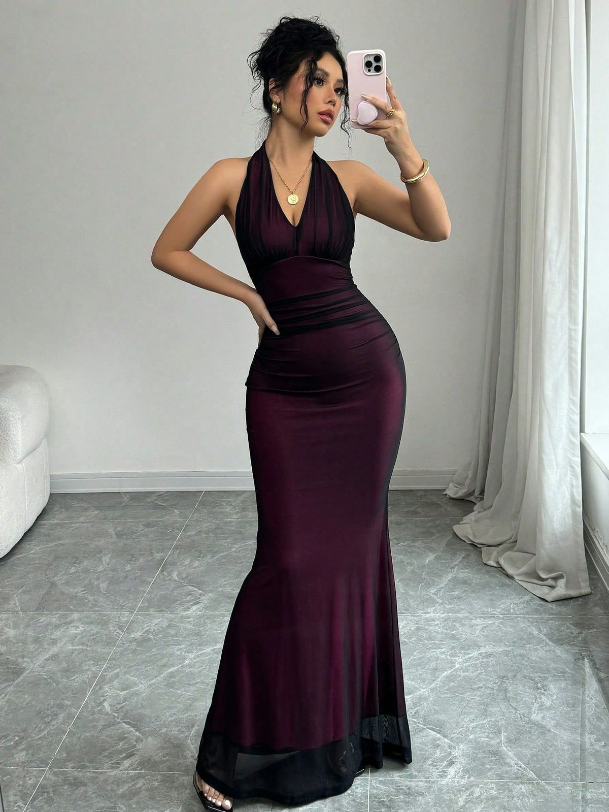 Summer New Arrival Women Dress Sexy Halter Neck Sheer Mesh Pure Desire Style Sleeveless Dress For Women Summer Daily Wear_ecoleips.com