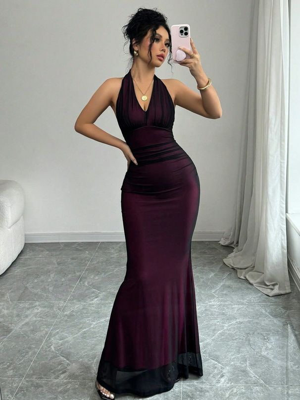 Summer New Arrival Women Dress Sexy Halter Neck Sheer Mesh Pure Desire Style Sleeveless Dress For Women Summer Daily Wear_ecoleips.com