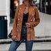 Women's Clothing Retro Long Sleeved Double Breasted Decorative Jacket Solid Color Coat_ecoleips.com