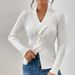 Ribbed Hem Split-Sleeve V-Neck Sweater – Slim Fit Knit Top In White/Khaki/Burgundy/Navy/Black | Elegant & Versatile (S-XL)_ecoleips.com
