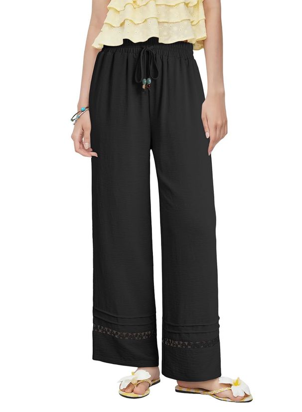 2026 European And American Fashion Casual Solid Color Loose Draped High-Waisted Straight Hollow_ecoleips.com