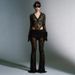 Women's Clothing Women's Sexy Lace Patchwork Deep V Long Sleeved Top And High Waisted Flared Pants Set Slim Fit See Through_ecoleips.com