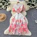 Women's French Style Retro Lace Print Dress Elegant Classy Hollow Out High Waisted A-Line Long Skirt_ecoleips.com