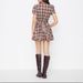 Korean Retro Color Block Plaid Stand Collar Women's Dress Fitted Waist Tie Puff Sleeve Slimming Versatile Dress for Summer_ecoleips.com