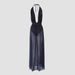 Women’s Clothing Fashion Print High Slit Halter Neck Semi Perspective Evening Dress_ecoleips.com