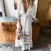 Fashion V Neck Lace Tassel Dress European And American Style Bohemian Holiday Long Dress For Women_ecoleips.com
