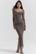 European American Style Women's Long Sleeved Mesh Dress Slim Fit Fashionable Elegant High End Spring Summer Clothing with Slit_ecoleips.com