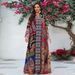 Elegant Ethnic Print V-Neck Long Sleeve Chiffon Maxi Dress – Flowy Boho Style For Women Breathable & Lightweight_ecoleips.com