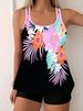 Plus Size Tankini Swimsuit For Women – Floral Print, Skirted Bottom & Adjustable Coverage (S-5XL)_ecoleips.com