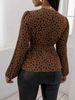 Waist-Cinching Long Sleeve Leopard Print Shirt With Tie, Slimming New Style, Elegant Loose Design_ecoleips.com