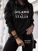Women's European American Style Casual Two Piece Set Vacation Wear With Letter Print Hooded Top And Matching Pants Long Sleeves_ecoleips.com