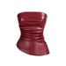 Fashion Women Solid Color Strapless Wrap Leather Dress Sexy Versatile Casual Party Evening Leather Dress For Women_ecoleips.com