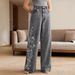 Heavy Embroidered Stretch Denim Pants – Retro High-Waisted Flared Jeans For Women_ecoleips.com