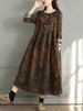 Cotton Vintage Print Floral Dresses 2026 Women Casual Loose Long Sleeve Dress Femme Robe Vestidos Elegant Spring Autumn Clothing_ecoleips.com
