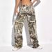 Women's Printed Cargo Jeans - High-Waisted Straight-Leg Denim Pants With Artistic Floral Design (XS-2XL, Unique Woodland Print)_ecoleips.com