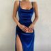 Elegant Split Thigh Slit Dress For Women - Sexy Sleeveless Bodycon Midi Dress With Spaghetti Straps, Perfect For Evening Wear_ecoleips.com