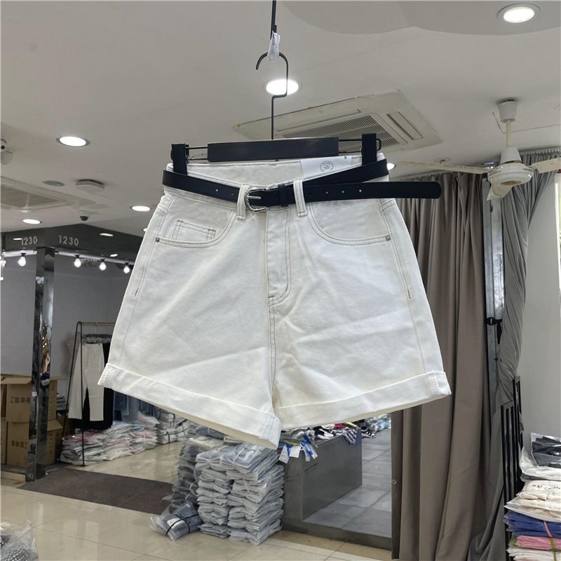 Women's Chic High-Waisted Denim Shorts – Rolled Hem, Wide-Leg & Breathable For Summer Casual Wear_ecoleips.com