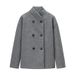 Women’s Oversized Double-Breasted Wool Coat – V-Neck Longline Polyester Blazer (S-L, Gray/Beige/Black)_ecoleips.com