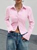 Women's Clothing Fashionable Casual V Neck Striped Shirt Top Women's Long Sleeve Spring Collection Versatile_ecoleips.com