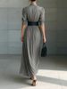 Spring/Summer Fashion Collar-Neck Button-Up Shirt Dress With Belt_ecoleips.com