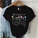 European And American Cross-border Foreign Trade Women's Floral Letter Print Round-neck Short-sleeve T-shirt Top_ecoleips.com