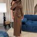 Unique Solid Hollow Off Shoulder Evening Dress New Autumn Long Sleeved Women Banquet Dress Casual High Waist Split A-line Dress_ecoleips.com
