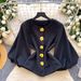 Retro Style Women's Wool Coat round Neck mid Length with Metal Buttons Waist Cinching Design Elegant Sophisticated Commuting Top_ecoleips.com