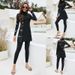 Women's Clothing Conservative Full Body Swimsuit Two Piece Set Long Sleeved Dress Top Trousers Swimsuit_ecoleips.com