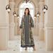 Modest Abaya Dress Muslim Women's Long Sleeved Rhinestone Printed Dress New Style Middle East Fashion_ecoleips.com