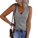 2022 Summer New European And American Cross-Border Women's Fashion Buttoned Knit Vest Solid Color V-Neck_ecoleips.com
