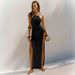 Women's Double-Sided High-Slit Suspender Backless Knitted Dress Sun Protection Outerwear_ecoleips.com