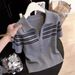 Women's Preppy Striped Knit Top Relaxed Fit Short Sleeve T-Shirt Casual Smart Wear Collared Design_ecoleips.com