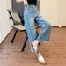 Plus Size Women's Summer New Straight-Leg Jeans Slimming For Chubby Sisters Pear-Shaped Body Loose Fit Petite Wide-Leg_ecoleips.com