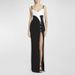 Women's Clothing Celebrity Fashion Black And White Color Matching Sling Slit Long Dress Floor Length Dress_ecoleips.com