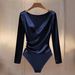 Women’S Slim-Fit Long-Sleeve Bodysuit – V-Neck Pure Color Jumpsuit (Apricot/Burgundy/Navy) For Casual & Layering_ecoleips.com
